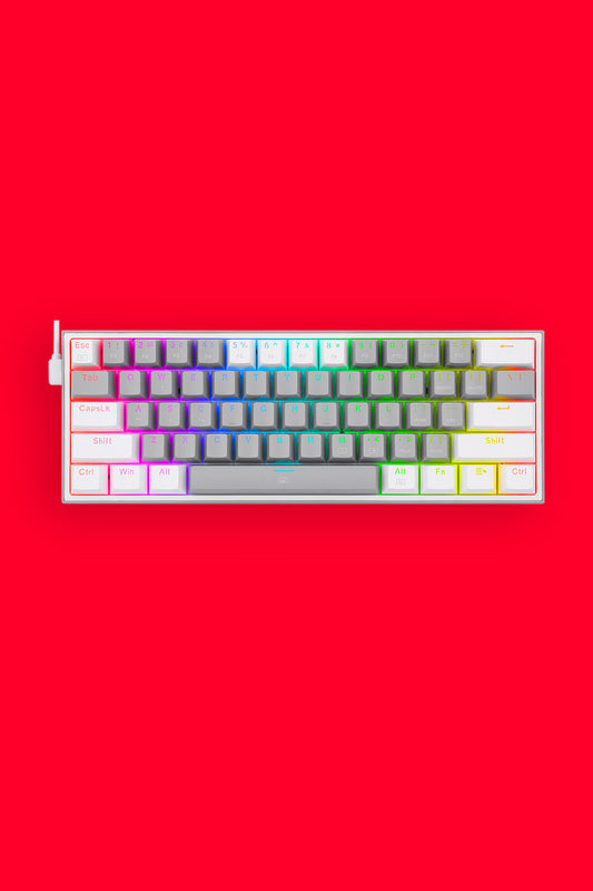 REDRAGON - K617-RGB Fizz 61 Key Wired Keyboard - grey-white