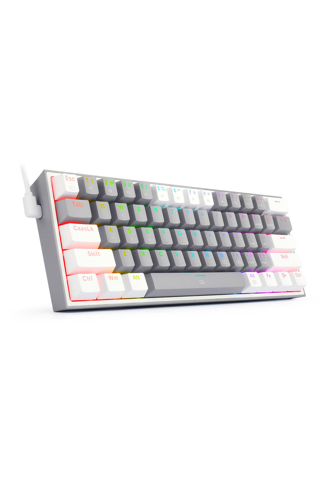 REDRAGON - K617-RGB Fizz 61 Key Wired Keyboard - grey-white