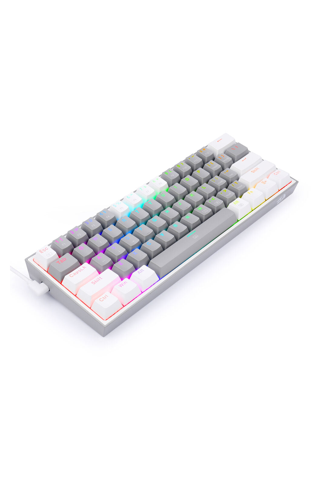 REDRAGON - K617-RGB Fizz 61 Key Wired Keyboard - grey-white