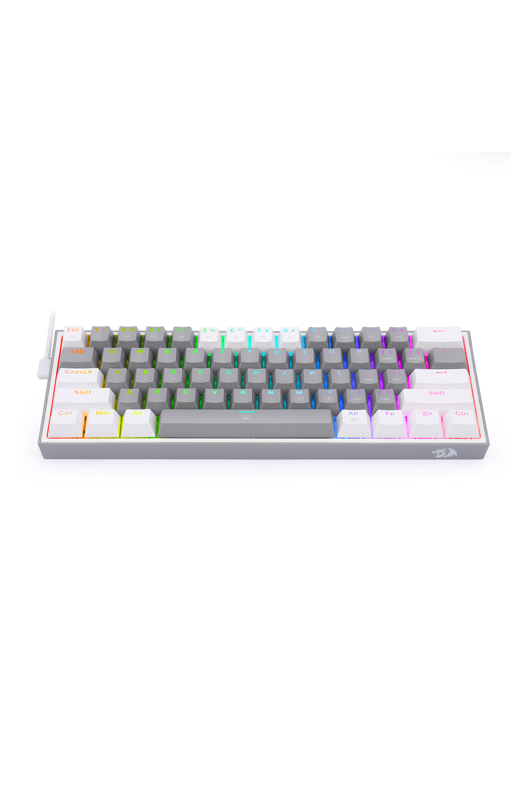 REDRAGON - K617-RGB Fizz 61 Key Wired Keyboard - grey-white