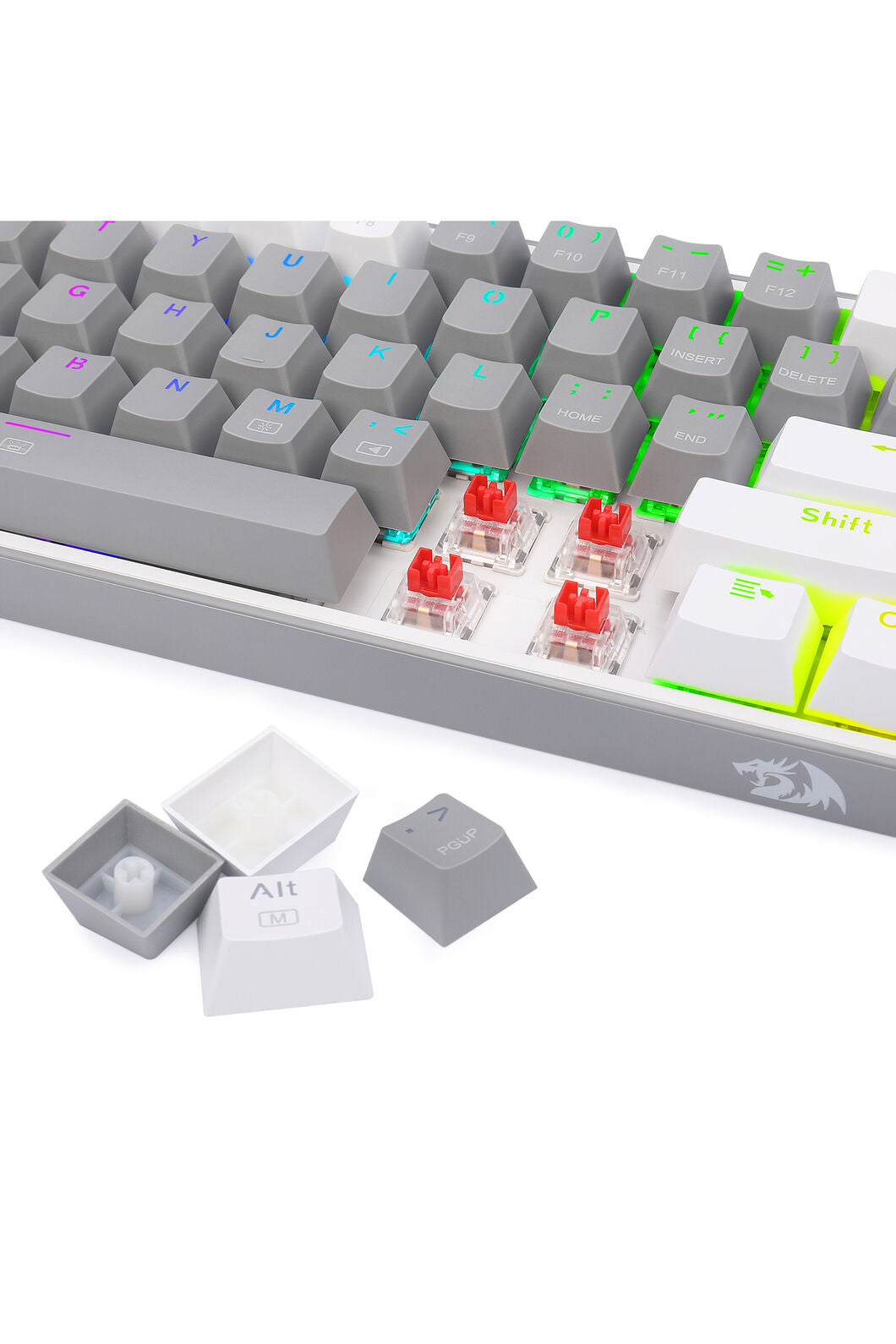 REDRAGON - K617-RGB Fizz 61 Key Wired Keyboard - grey-white