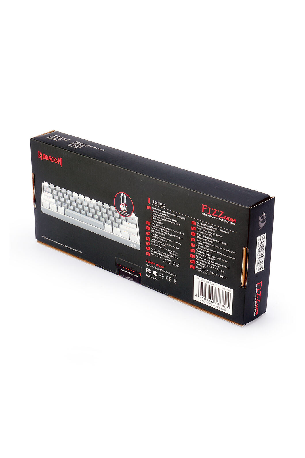 REDRAGON - K617-RGB Fizz 61 Key Wired Keyboard - grey-white