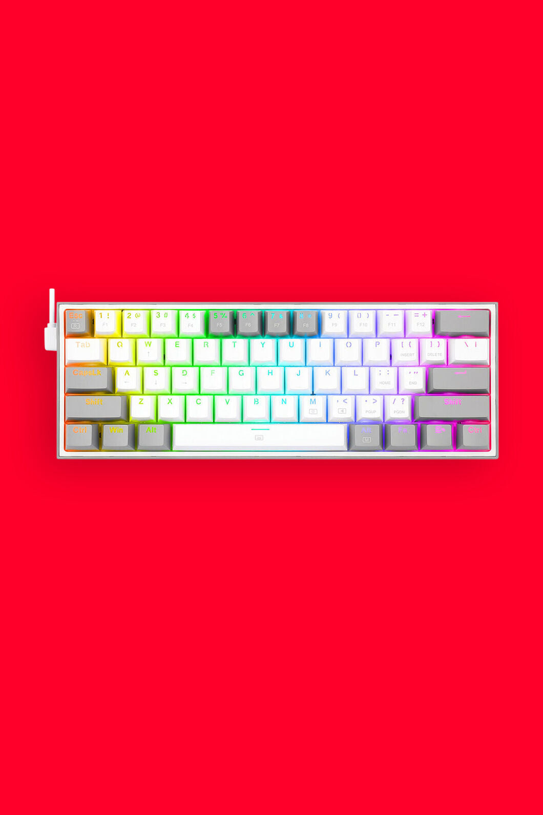 REDRAGON - K617-RGB Fizz 61 Key Wired Keyboard - white-grey