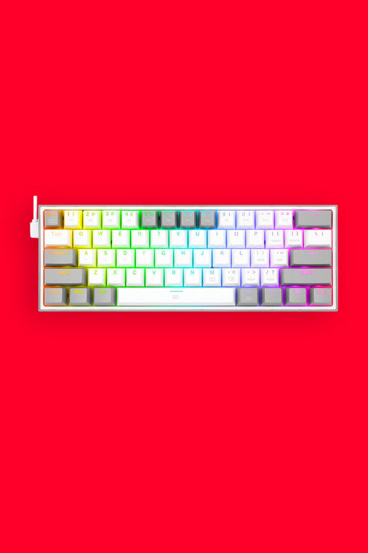 REDRAGON - K617-RGB Fizz 61 Key Wired Keyboard - white-grey