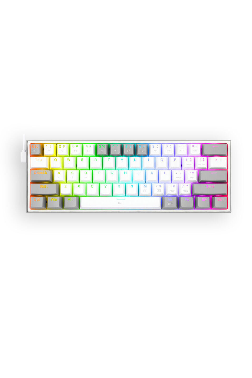 REDRAGON - K617-RGB Fizz 61 Key Wired Keyboard - white-grey