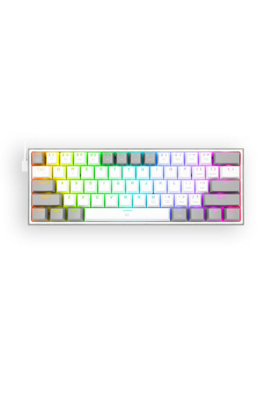 REDRAGON - K617-RGB Fizz 61 Key Wired Keyboard - white-grey