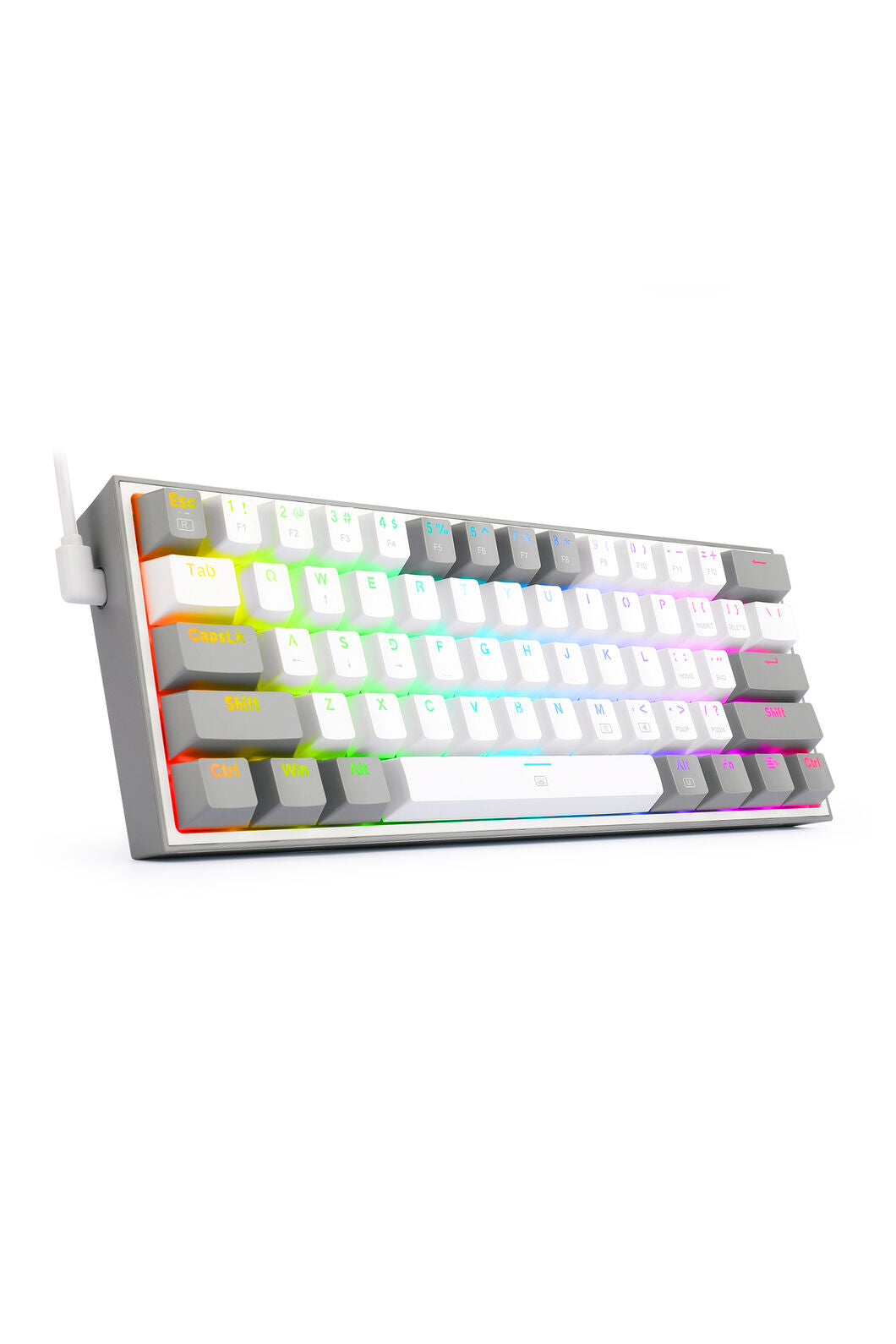REDRAGON - K617-RGB Fizz 61 Key Wired Keyboard - white-grey
