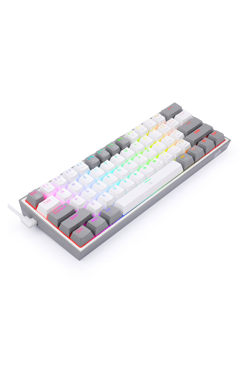 REDRAGON - K617-RGB Fizz 61 Key Wired Keyboard - white-grey