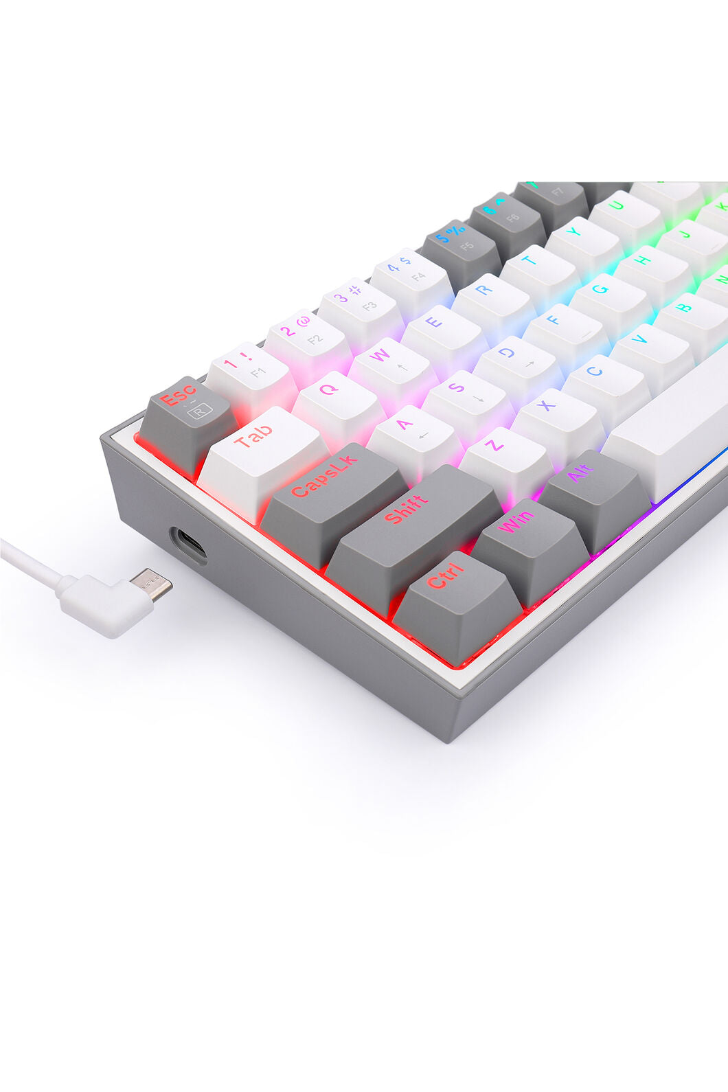 REDRAGON - K617-RGB Fizz 61 Key Wired Keyboard - white-grey