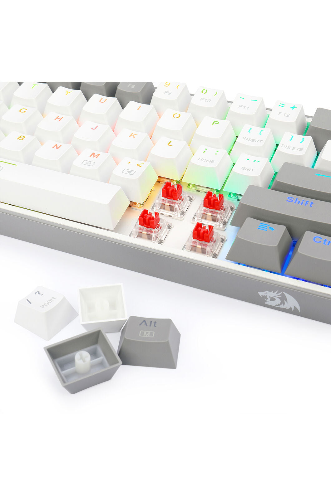 REDRAGON - K617-RGB Fizz 61 Key Wired Keyboard - white-grey