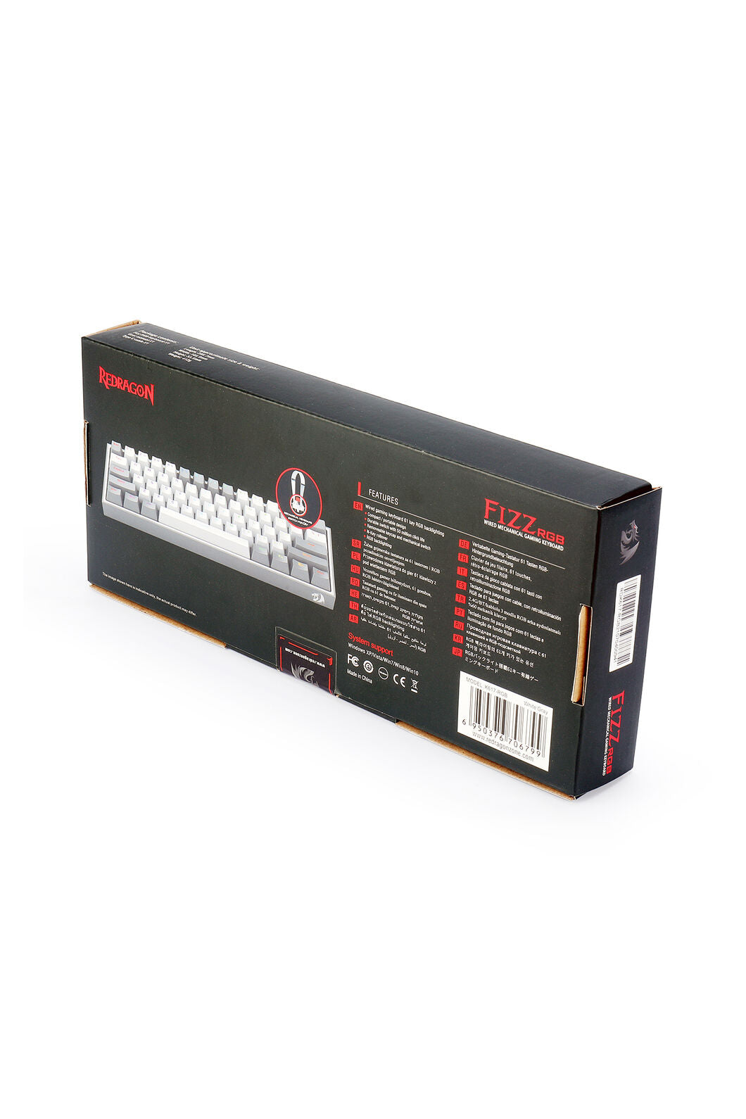 REDRAGON - K617-RGB Fizz 61 Key Wired Keyboard - white-grey