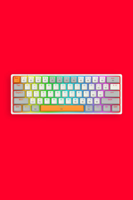 REDRAGON - K642WGO-RGB Akali 61 Key Keyboard - white