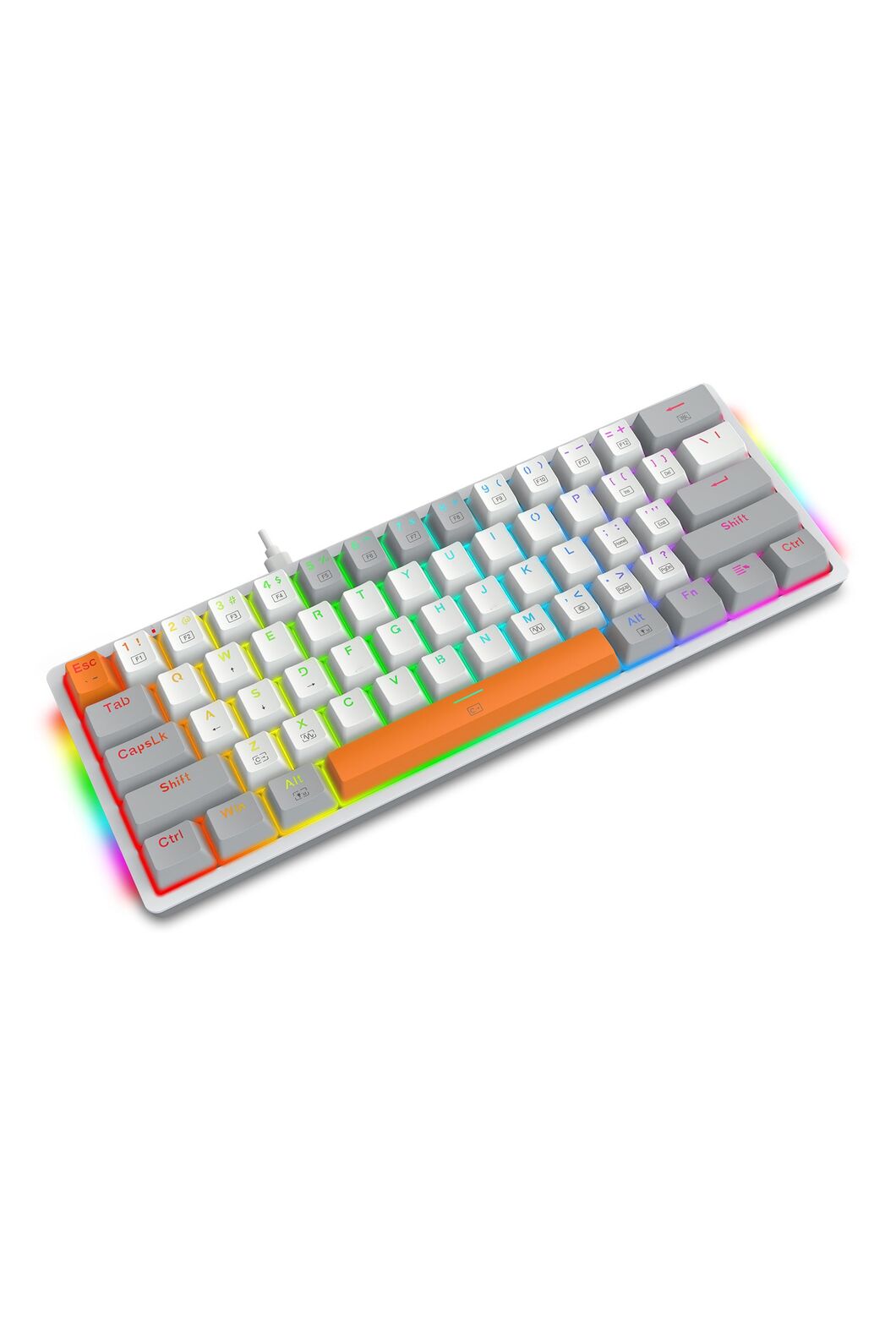 REDRAGON - K642WGO-RGB Akali 61 Key Keyboard - white