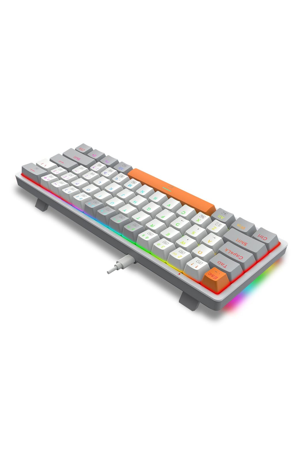 REDRAGON - K642WGO-RGB Akali 61 Key Keyboard - white