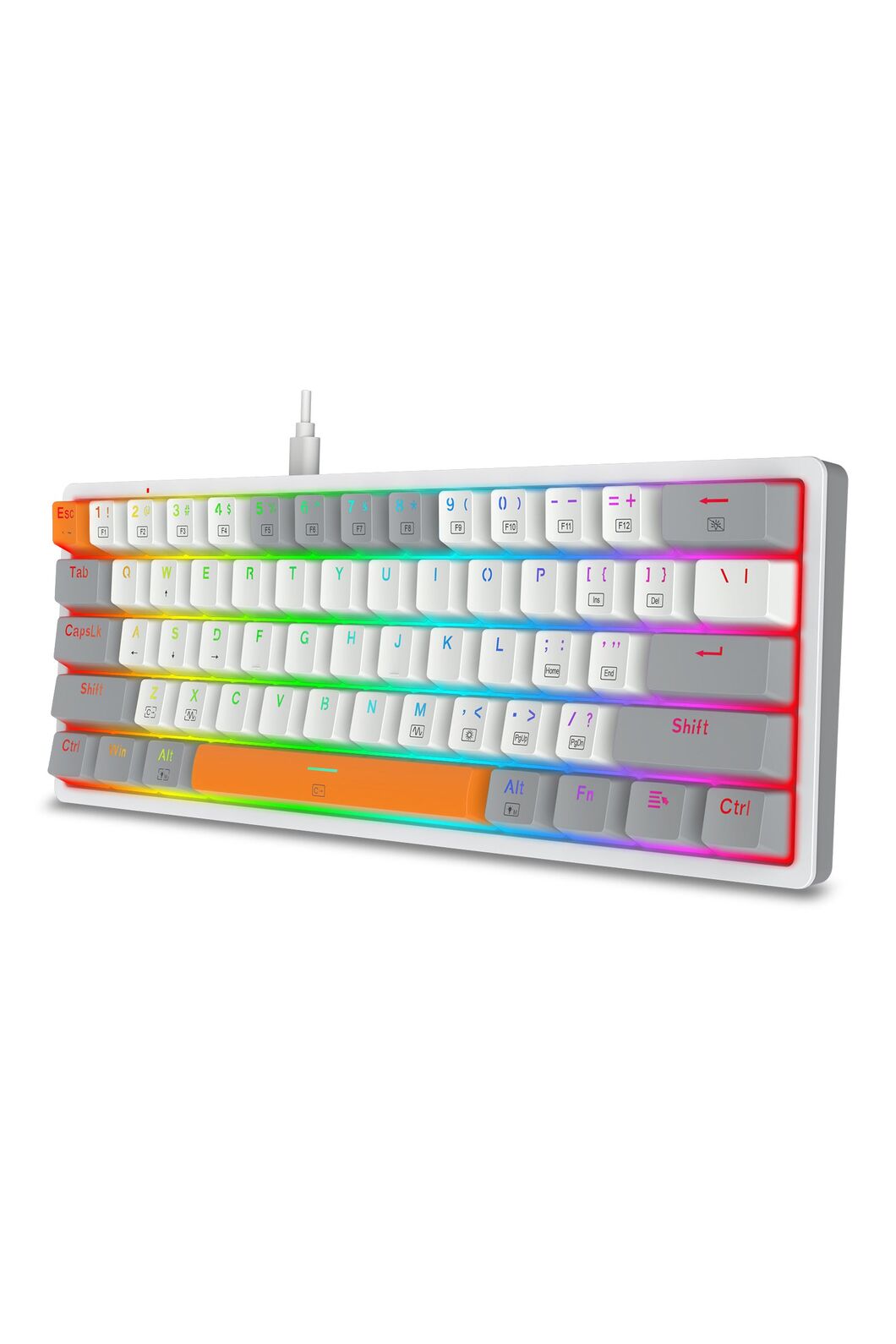 REDRAGON - K642WGO-RGB Akali 61 Key Keyboard - white