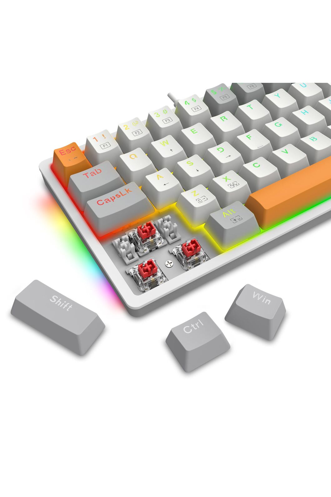 REDRAGON - K642WGO-RGB Akali 61 Key Keyboard - white