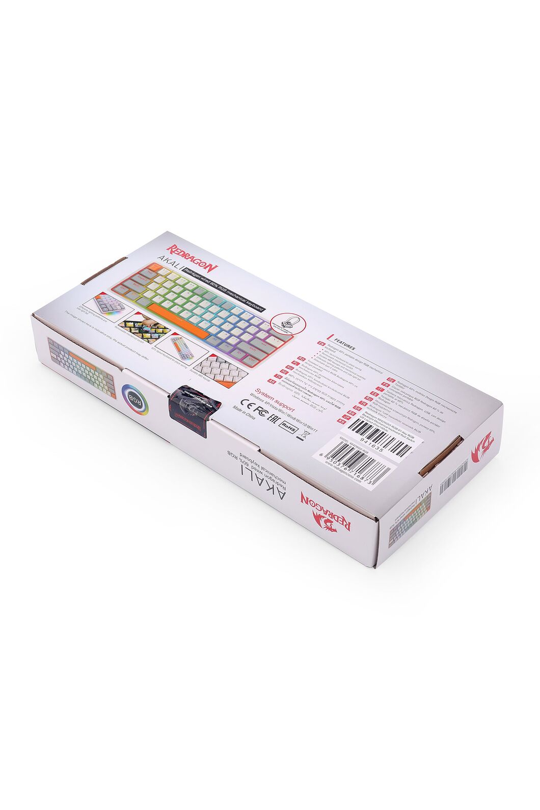 REDRAGON - K642WGO-RGB Akali 61 Key Keyboard - white