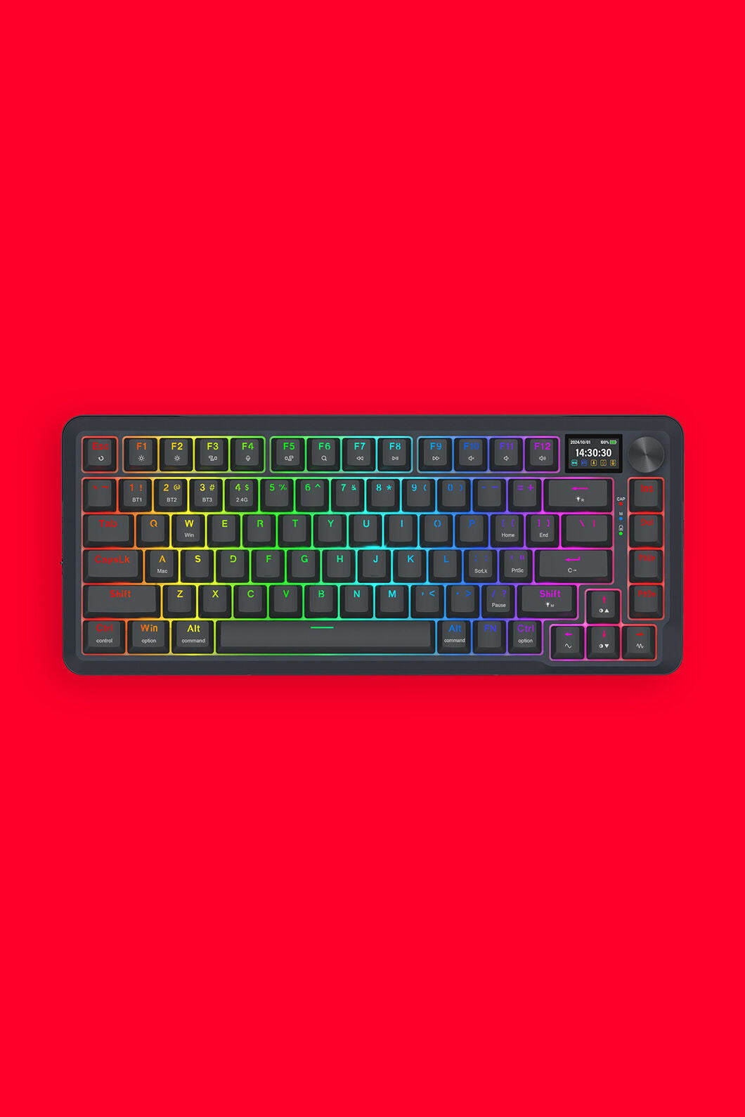 REDRAGON - K708RGB-PRO Fleact 75% LCD Keyboard - black