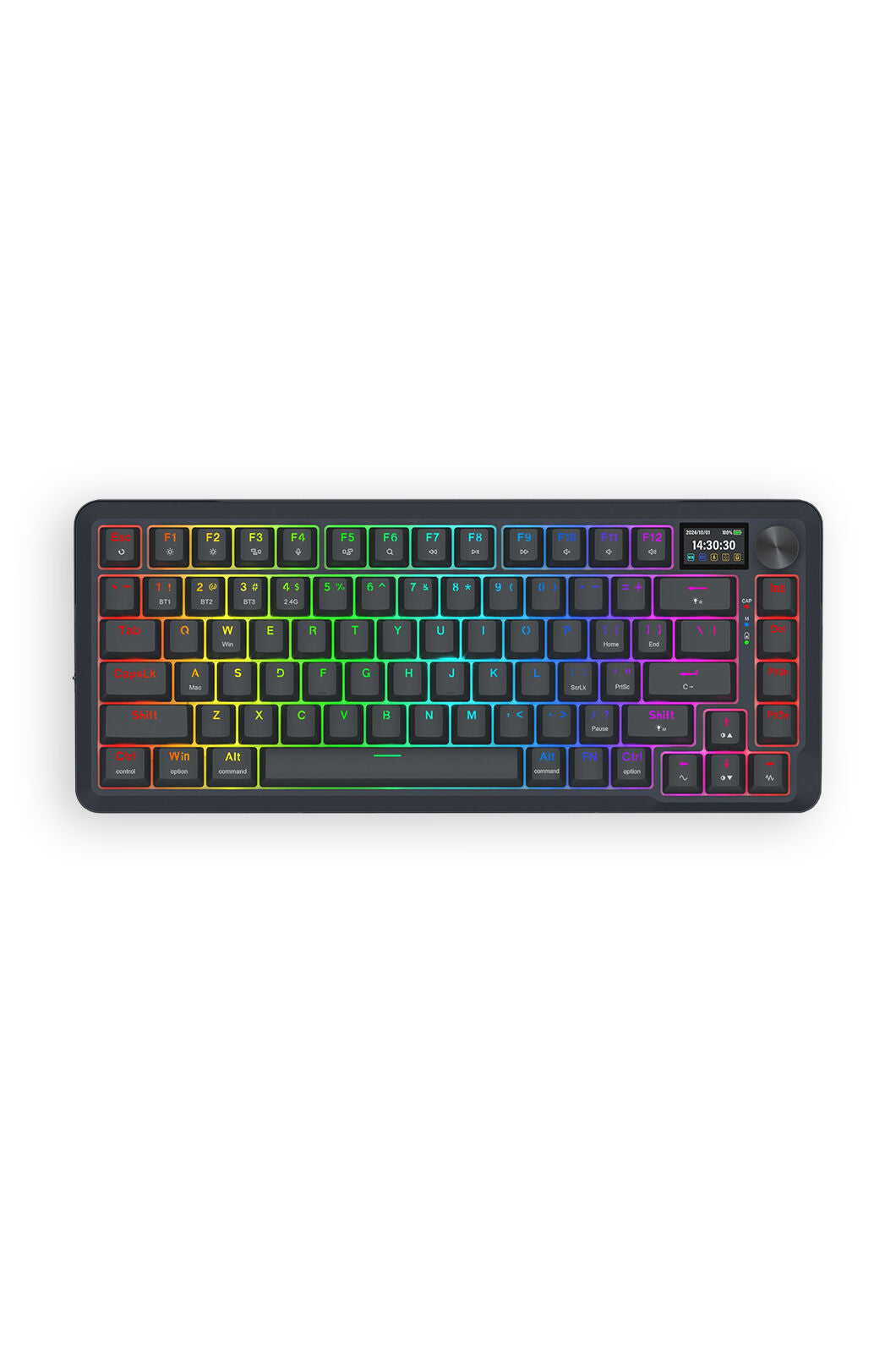 REDRAGON - K708RGB-PRO Fleact 75% LCD Keyboard - black