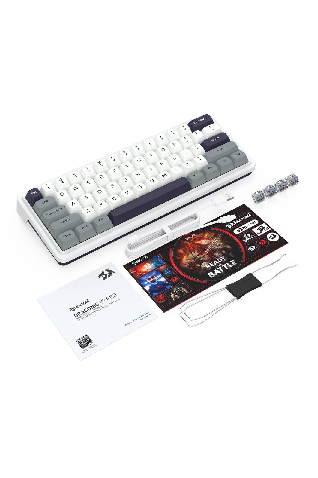 REDRAGON - K730WGP-RGB-PRO Draconic V2 Keyboard - grey