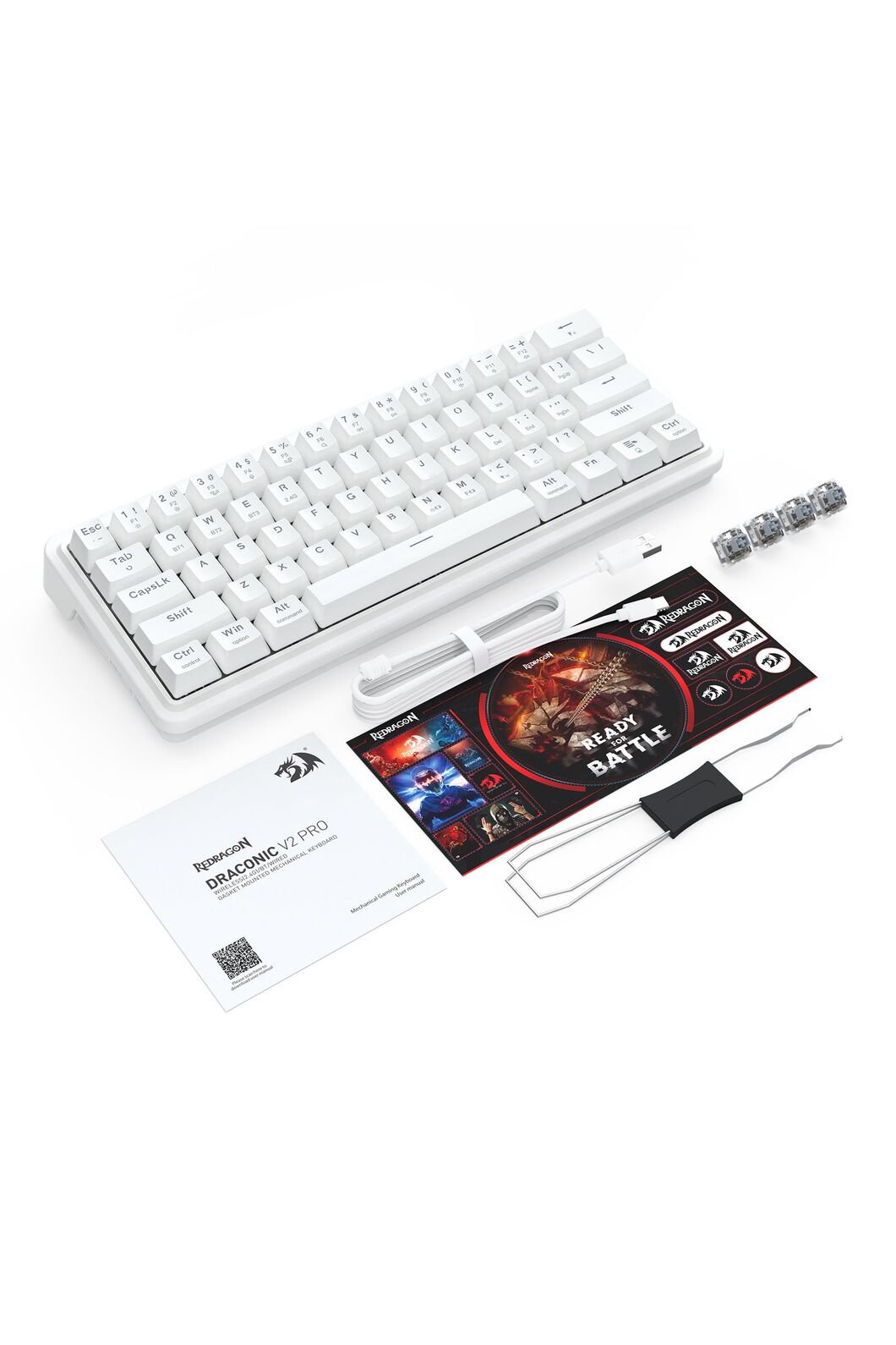 REDRAGON - K730W-RGB-PRO Draconic V2 Keyboard - white