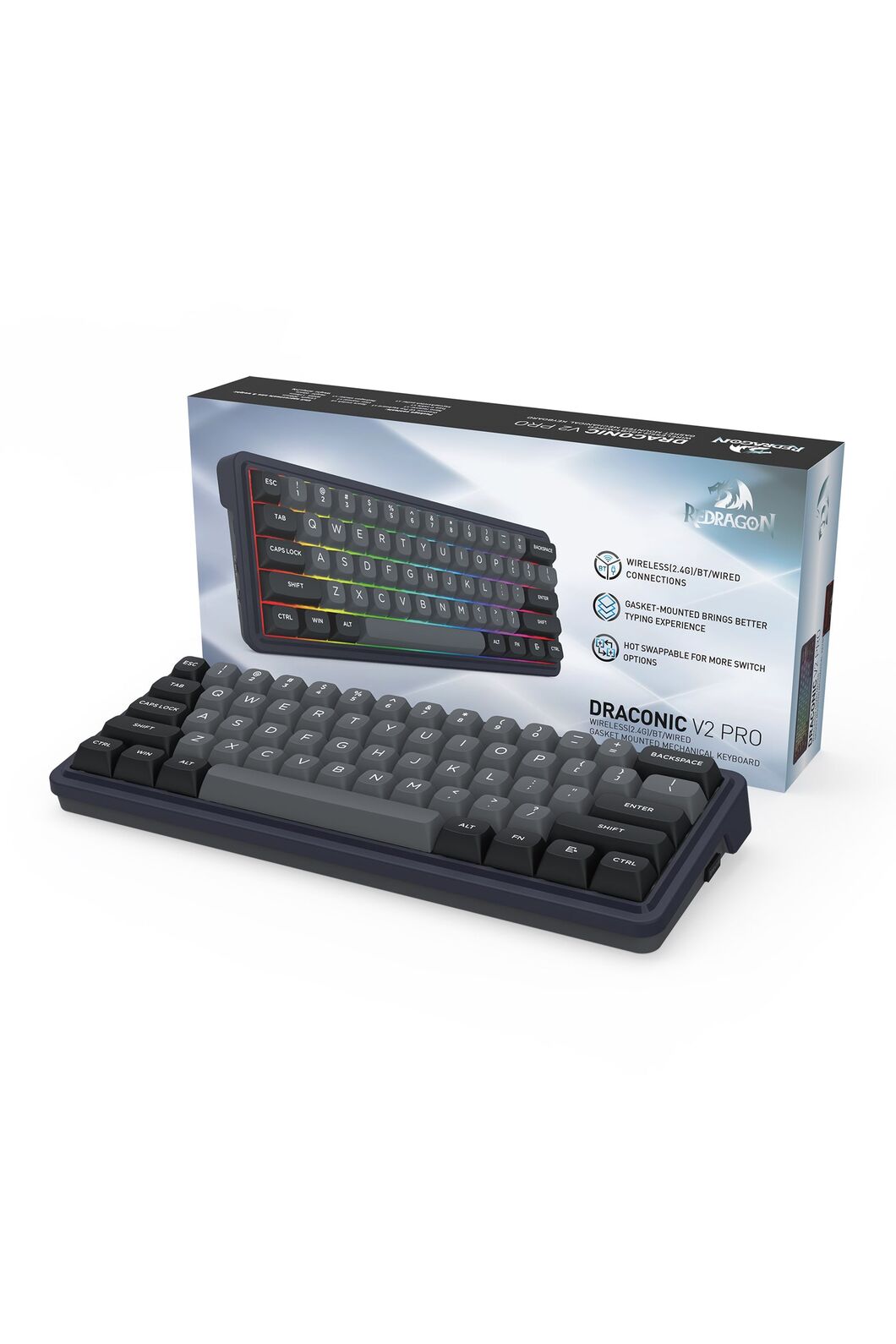 REDRAGON - K730GB-RGB-PRO Draconic V2 Keyboard - black