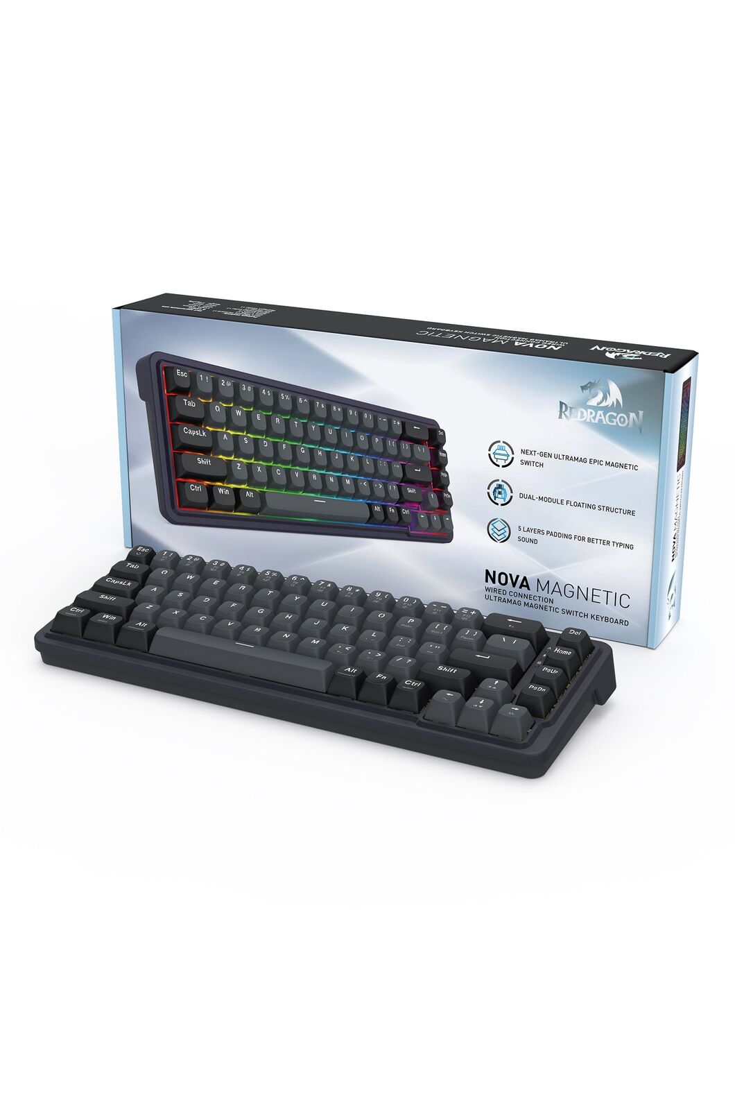 REDRAGON - K709GB-RGB-M 68% UltraMag Keyboard - black