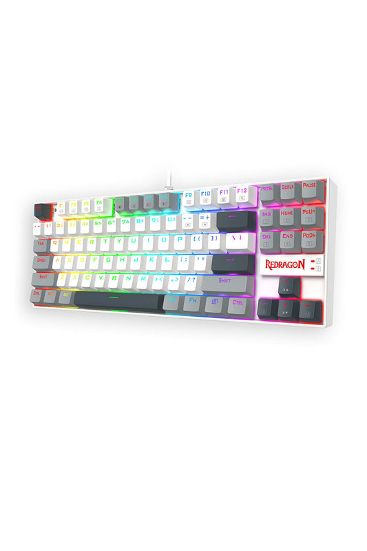 REDRAGON - Redragon K552WGL-RGB Kumara Wired Mechanical Keyboard-White/Grey - white-grey