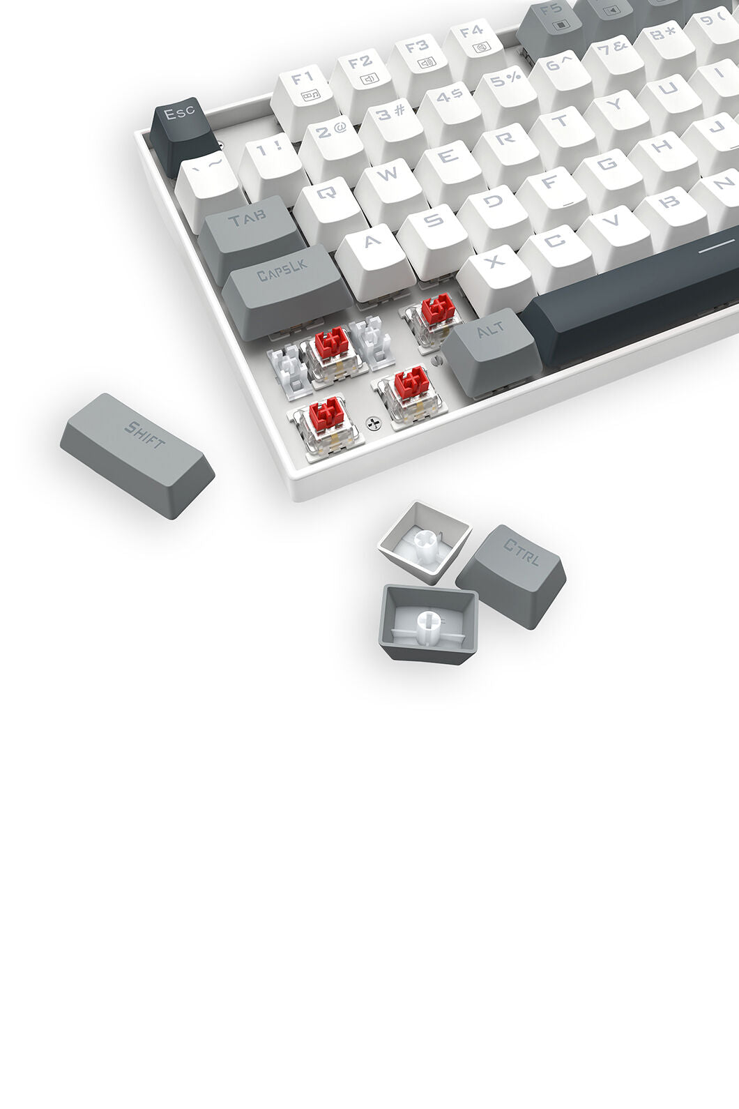 REDRAGON - Redragon K552WGL-RGB Kumara Wired Mechanical Keyboard-White/Grey - white-grey