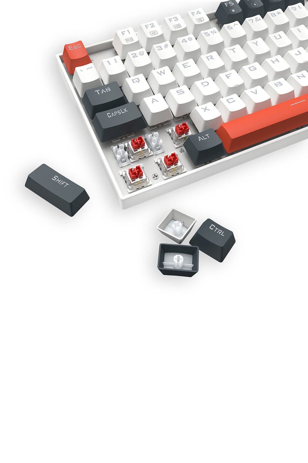 REDRAGON - Redragon K552WLR-RGB Kumara Wired Mechanical Keyboard-White/Orange - white-orange