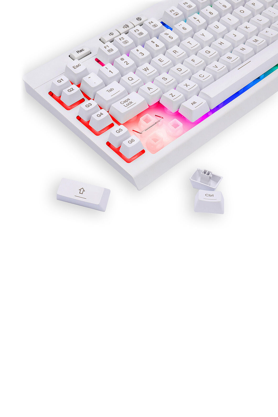 REDRAGON - Redragon K512W Shiva RGB Backlit Full Size Wired Membrane Gamin Keyboard (White) - white