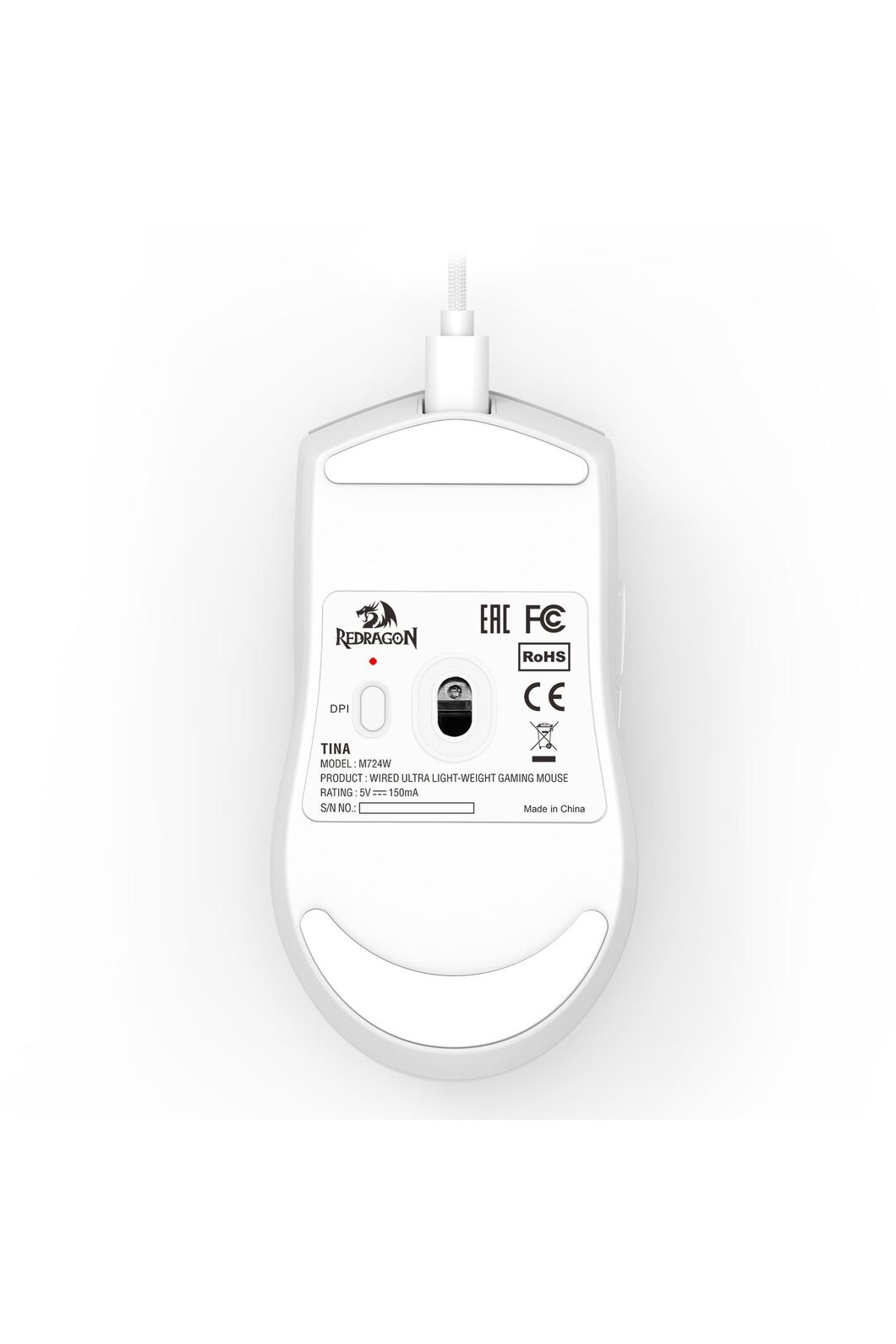 REDRAGON - Redragon M724W Throne White Ultra-Light Wired Gaming Mouse - white
