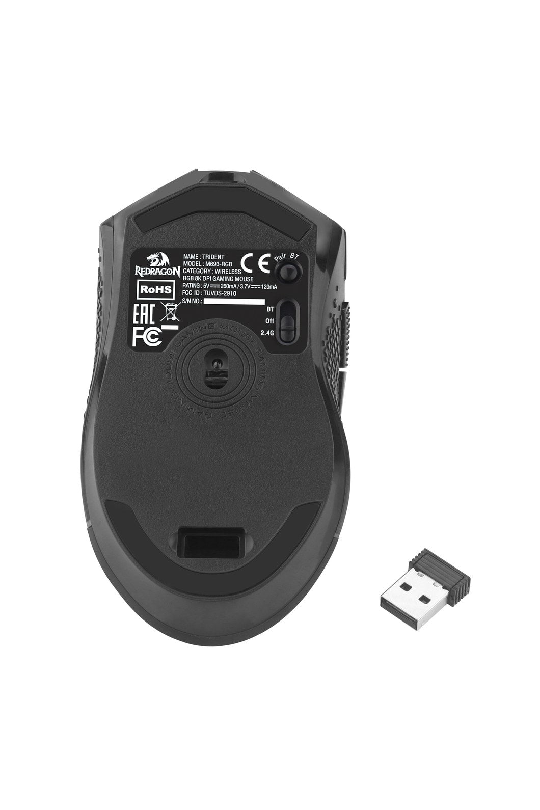 REDRAGON - Redragon M693 RGB Trident Pro Black Wireless Gaming Mouse - black
