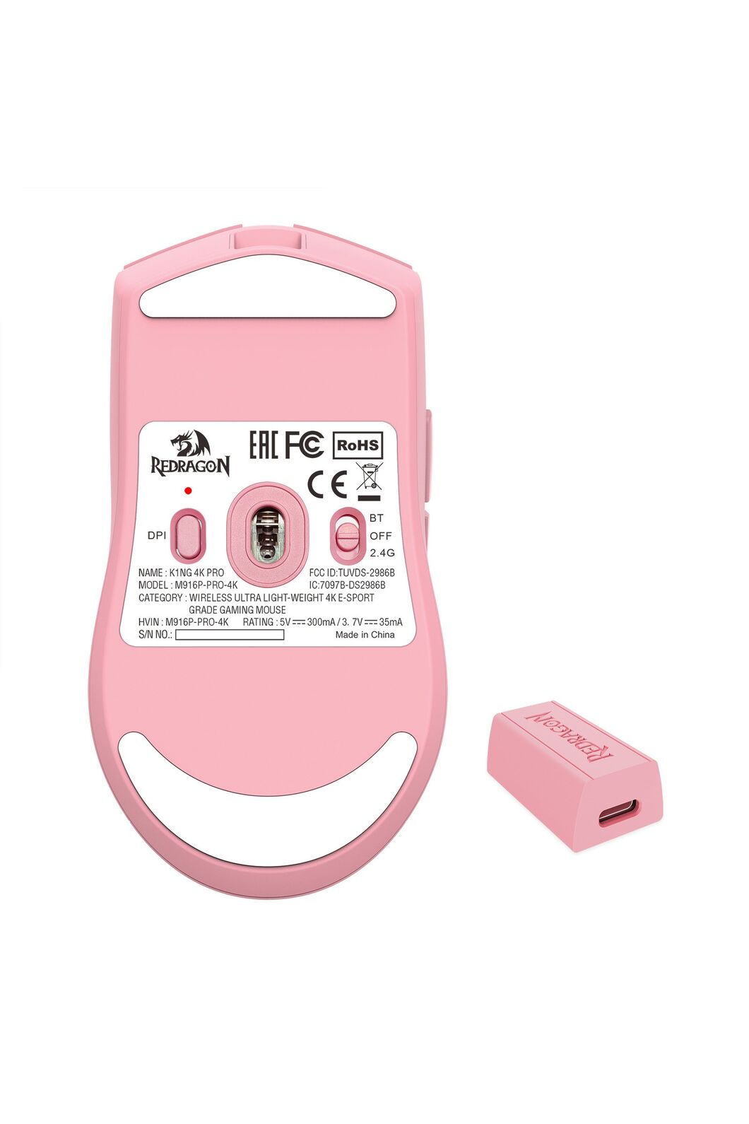 REDRAGON - M916P-PRO-4K K1ng Pro Mouse - pink