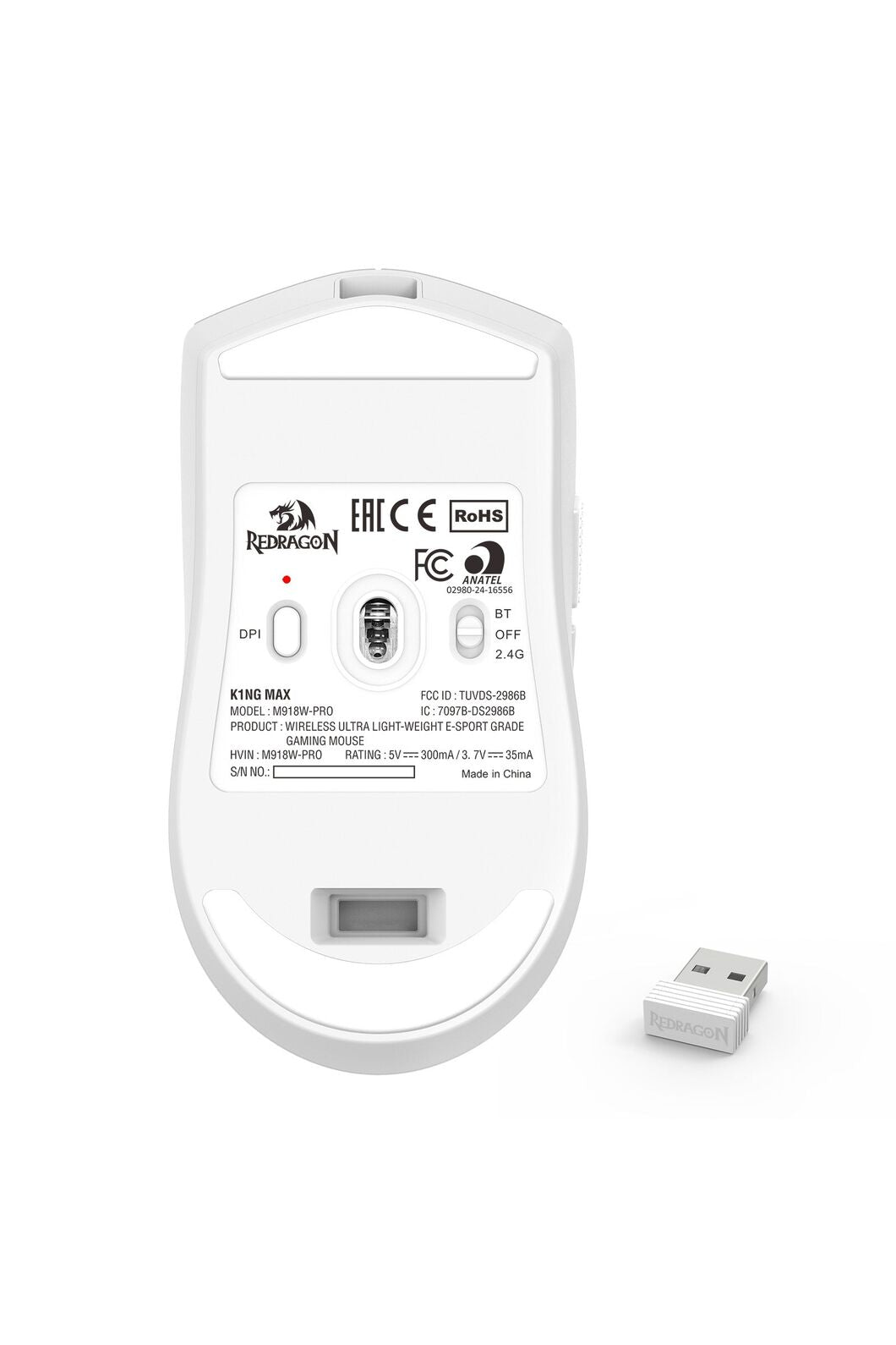 REDRAGON - Redragon M918-PRO K1ng Max White Ultra-Light Tri-Mode 26000 DPI Esports Gaming Mouse - white