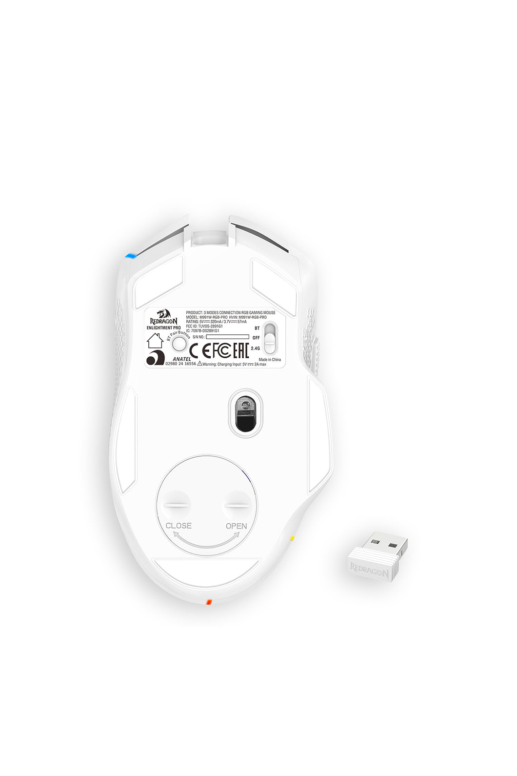 REDRAGON - Redragon M991 White Tri-Mode Wireless 26K DPI Mechanical Gaming Mouse - white