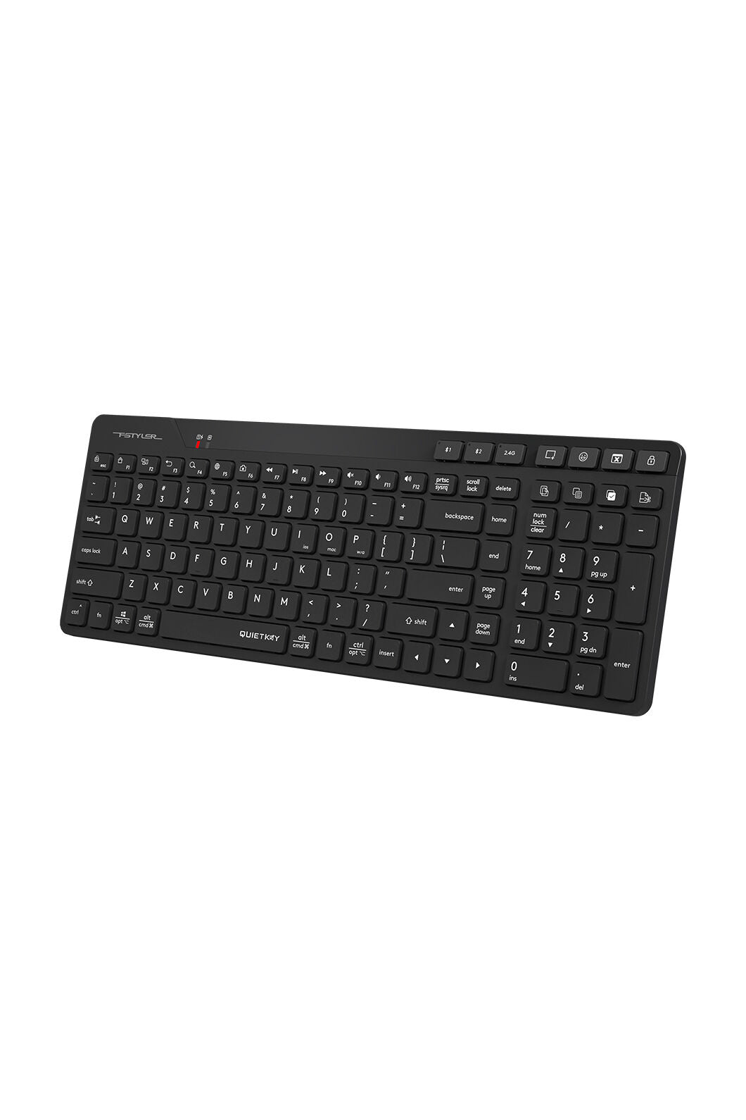 A4Tech - A4Tech FBK27C AS Black Rechargeable TKL QuietKey Keyboard - black
