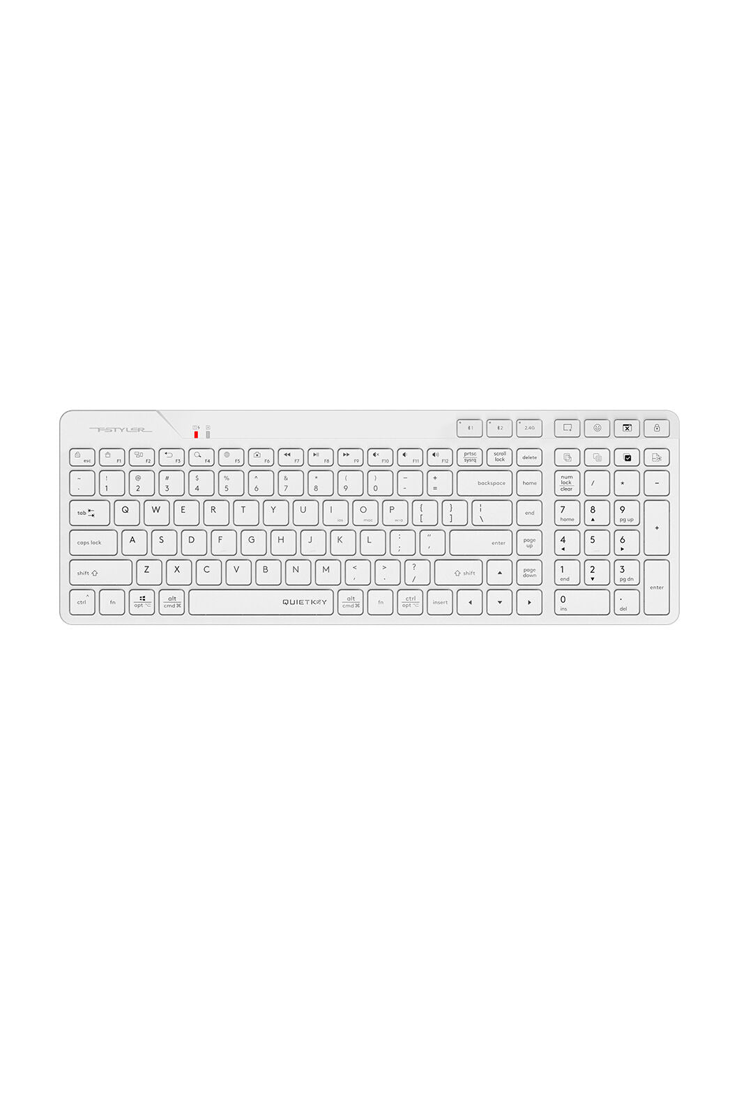 A4Tech - A4Tech FBK27C AS White Rechargeable TKL QuietKey Keyboard - white