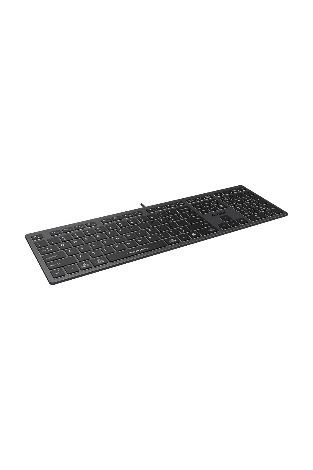 A4Tech - A4Tech FX60 Grey Full Size Soft-Switch Backlit Wired Keyboard - grey