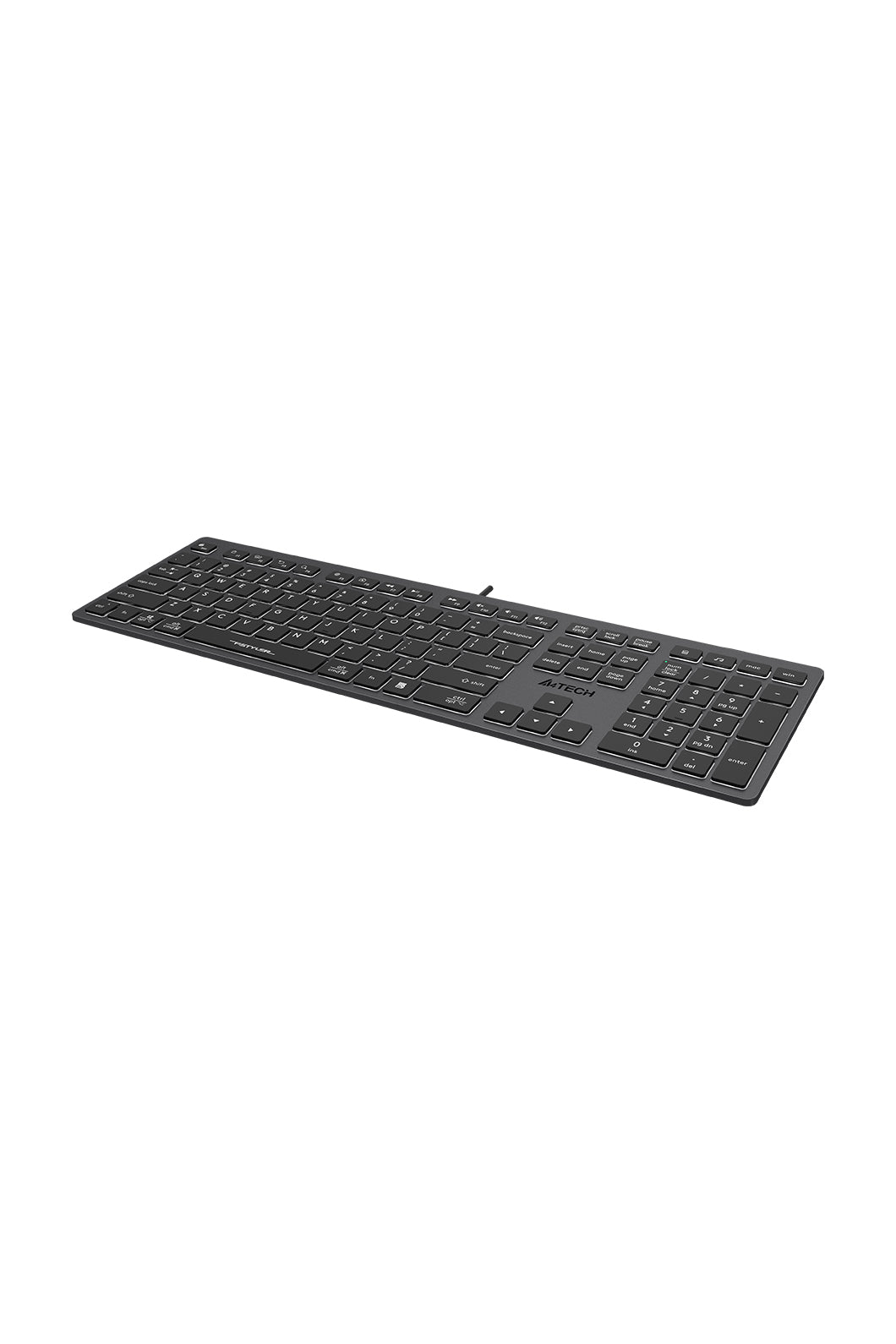 A4Tech - A4Tech FX60 Grey Full Size Soft-Switch Backlit Wired Keyboard - grey