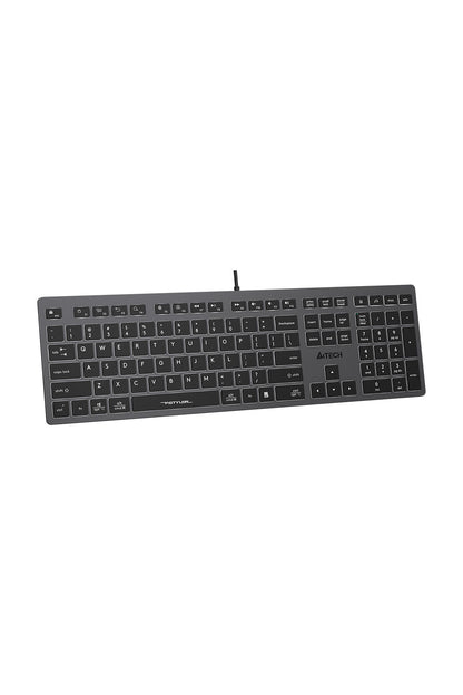 A4Tech - A4Tech FX60 Grey Full Size Soft-Switch Backlit Wired Keyboard - grey