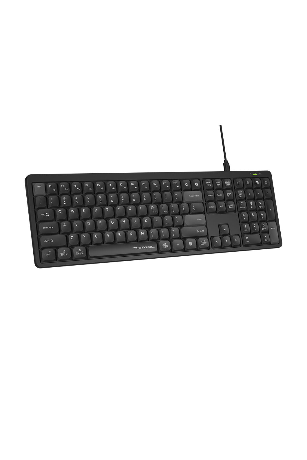 A4Tech - A4Tech FX55 Black Full Size Low-Profile Wired Keyboard - black
