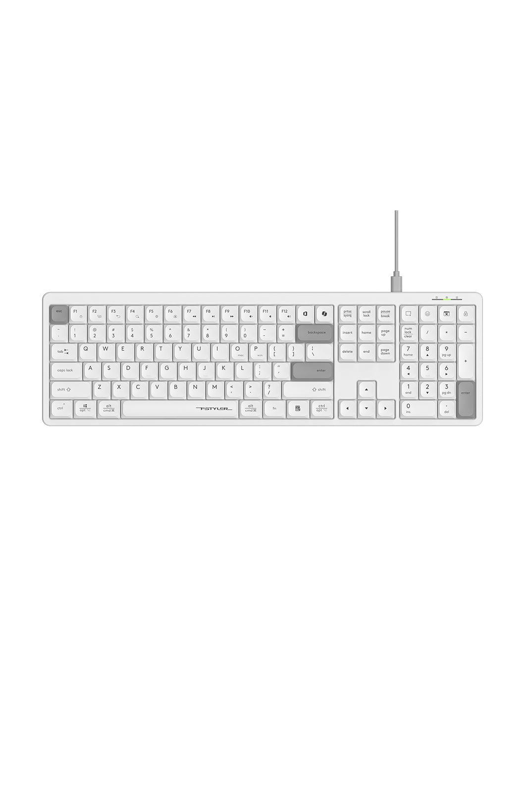A4Tech - A4Tech FX55 White Full Size Low-Profile Wired Keyboard - white