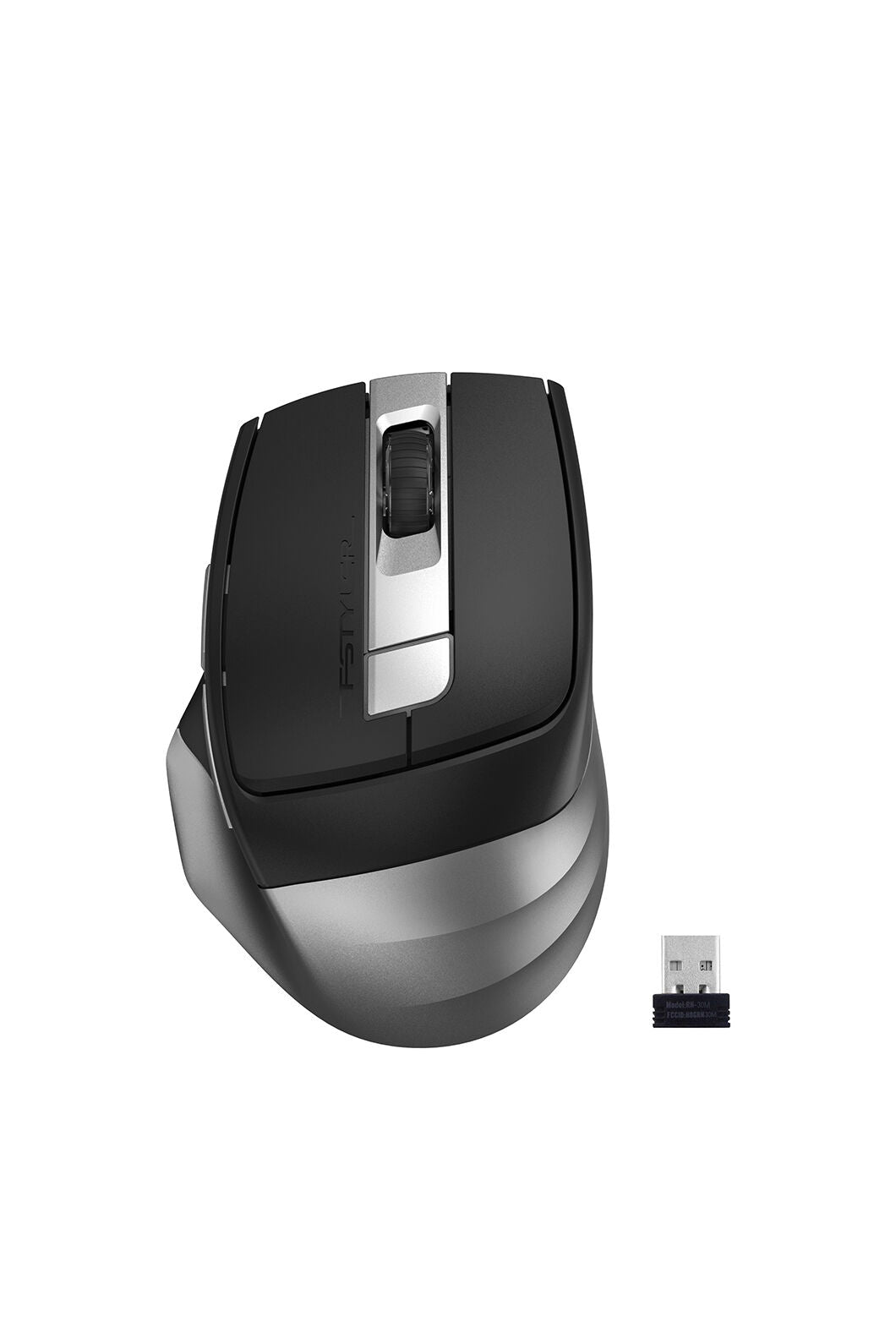 A4Tech - A4Tech FB35CS Smoky Grey Full-Size Silent Dual-Mode Wireless Mouse - smoky-grey