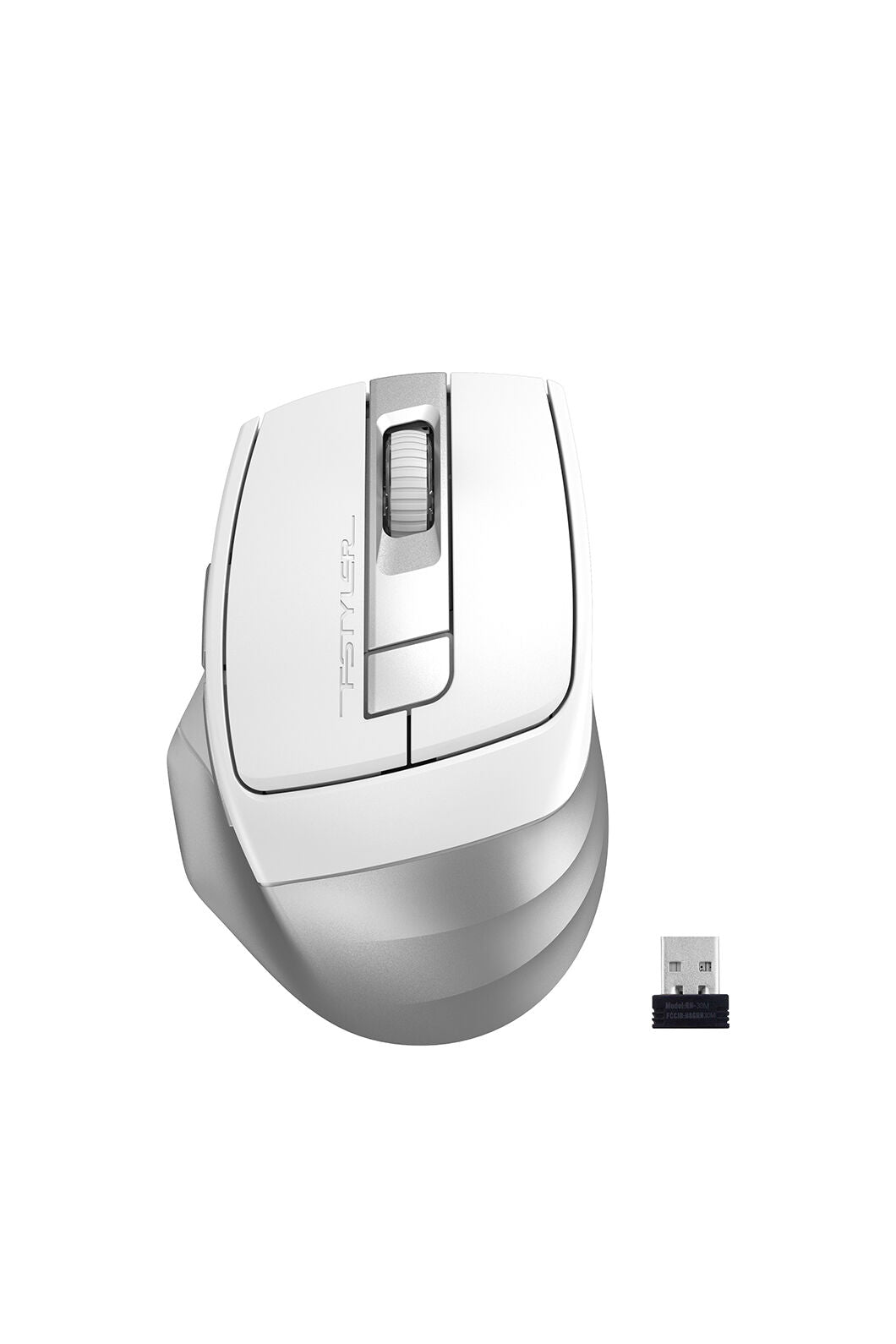 A4Tech - A4Tech FB35CS Icy White Full-Size Silent Dual-Mode Wireless Mouse - icy-white