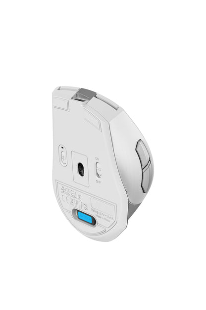 A4Tech - A4Tech FB35CS Icy White Full-Size Silent Dual-Mode Wireless Mouse - icy-white
