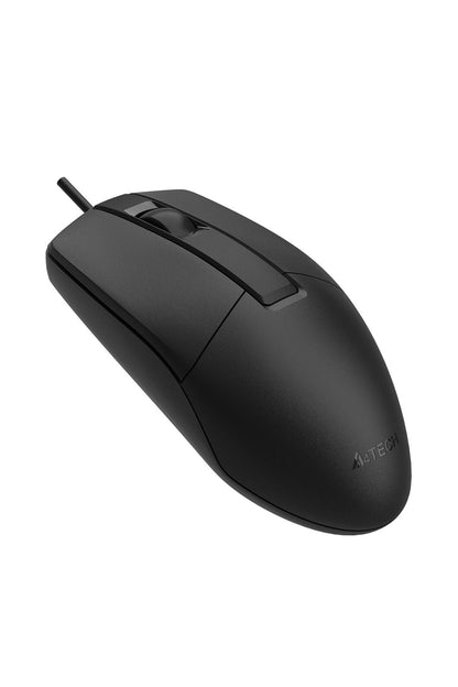 A4Tech - A4Tech OP-330S Black Full-Size Silent Wired Optical Mouse - black