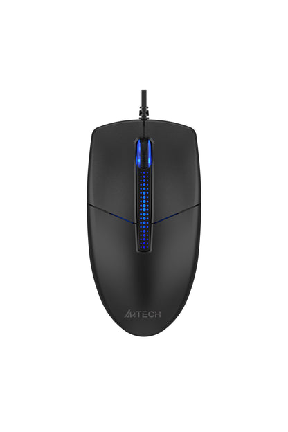 A4Tech - A4Tech N-530S Black Full-Size Illuminate Silent Wired Optical Mouse - black