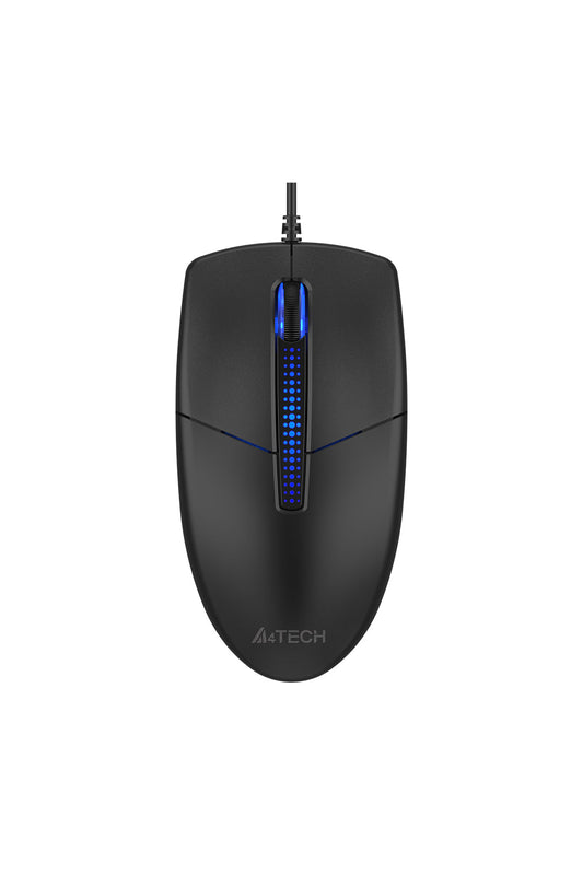 A4Tech - A4Tech N-530S Black Full-Size Illuminate Silent Wired Optical Mouse - black
