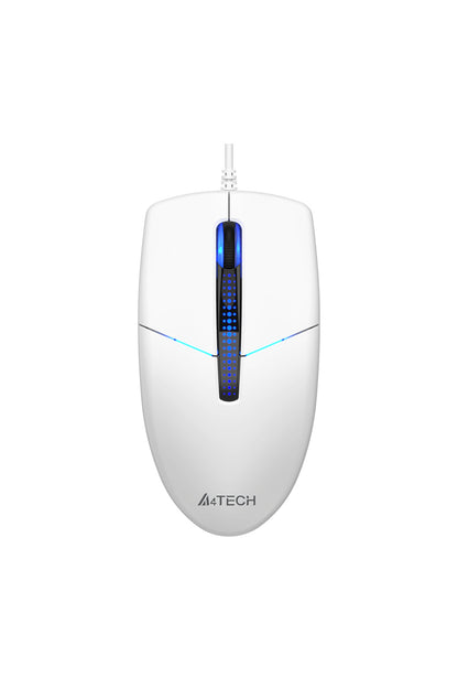 A4Tech - A4Tech N-530S White Full-Size Illuminate Silent Wired Optical Mouse - white